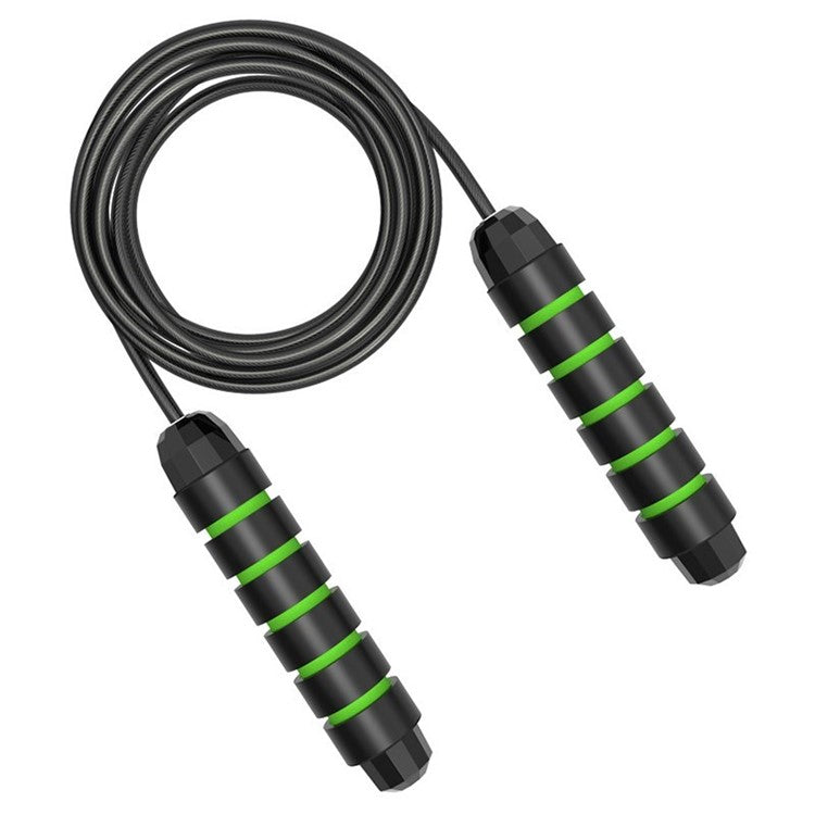 Springtouw met zwarte schuimhandvatten met groene strepen