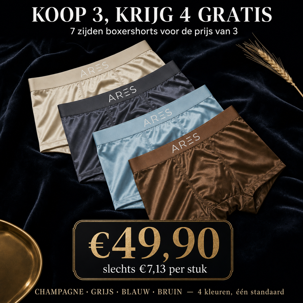 ARES Zijden Boxershorts | Koop 3 Krijg 4 Gratis - Premium Zijde-Comfort