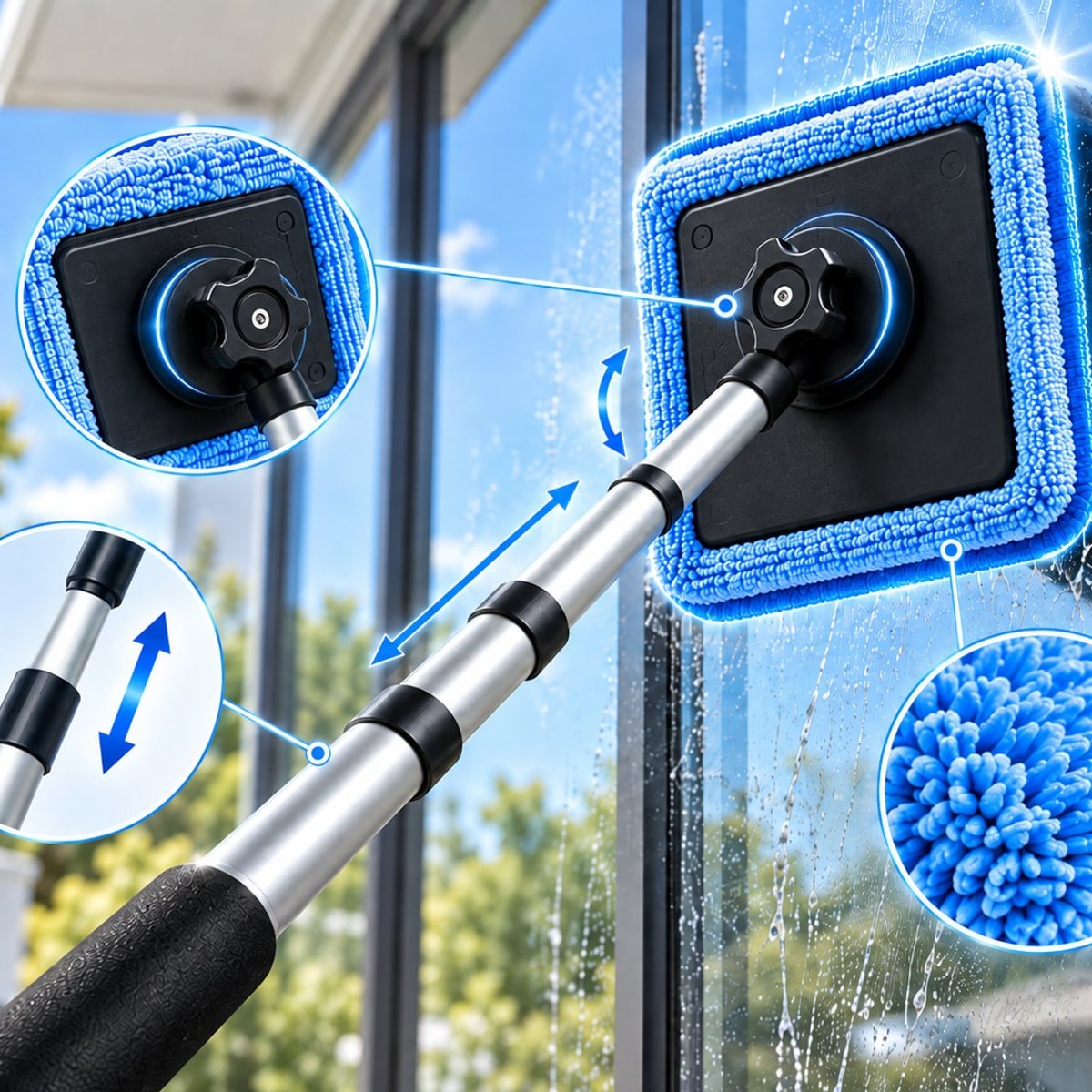 Telescoopsteel en magnetische pads van microvezel