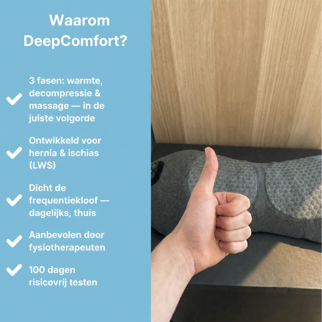 DeepComfort 3-in-1 Ruggmassagekussen – Dagelijkse oplossing voor hernia & ischias