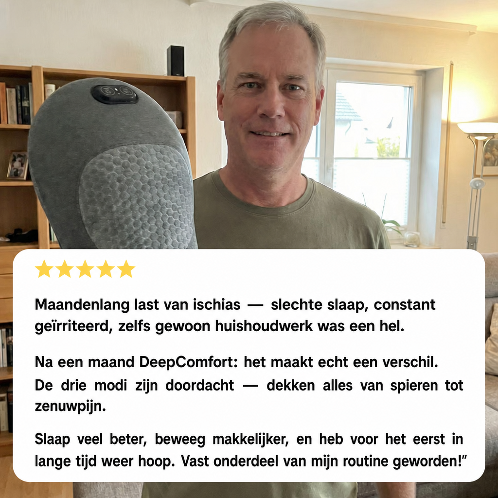 DeepComfort 3-in-1 Ruggmassagekussen – Dagelijkse oplossing voor hernia & ischias