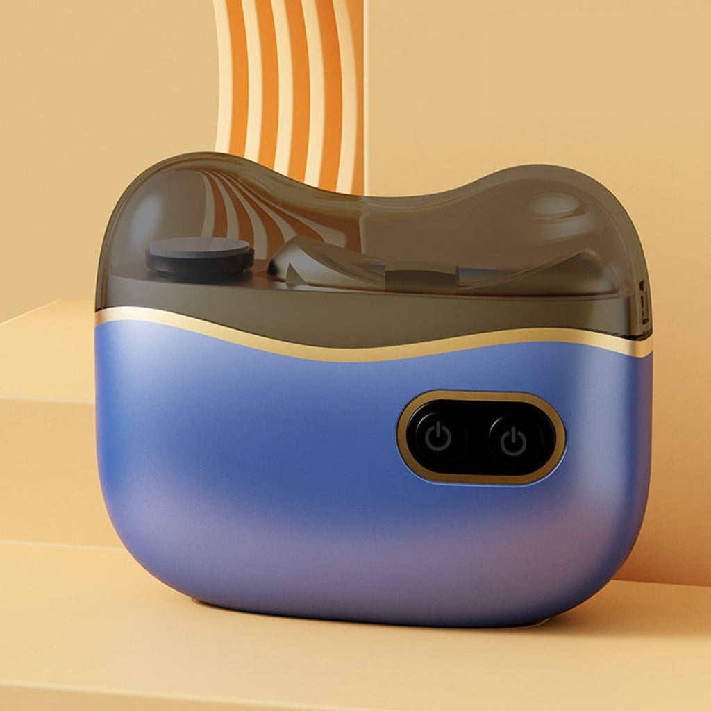 Elektrische nagelknipper in blauw met transparant klepje
