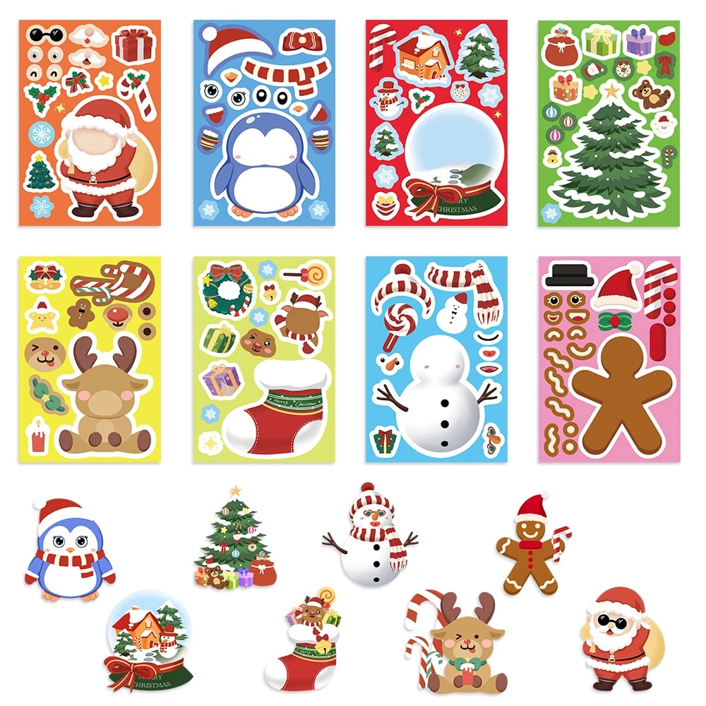 Stickervellen met kerstfiguren