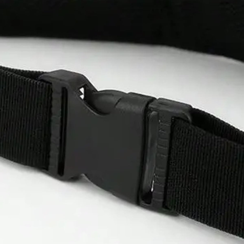 Close-up van de gesp op de band van de running belt