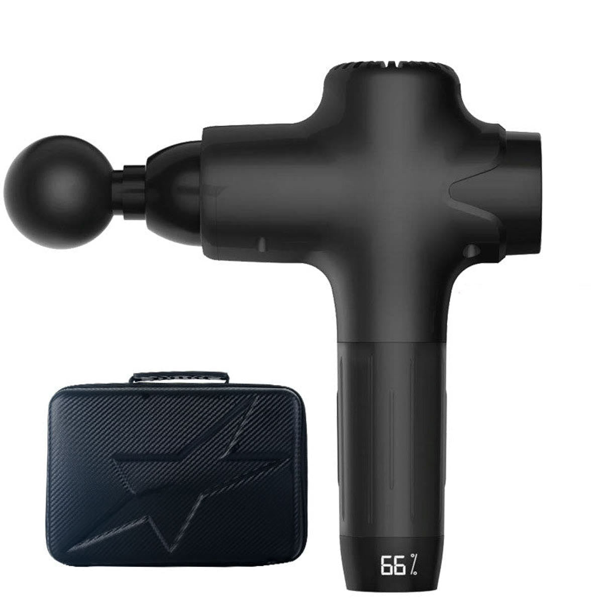 Massage gun met lcd-display en 8 massagekoppen – Zwart