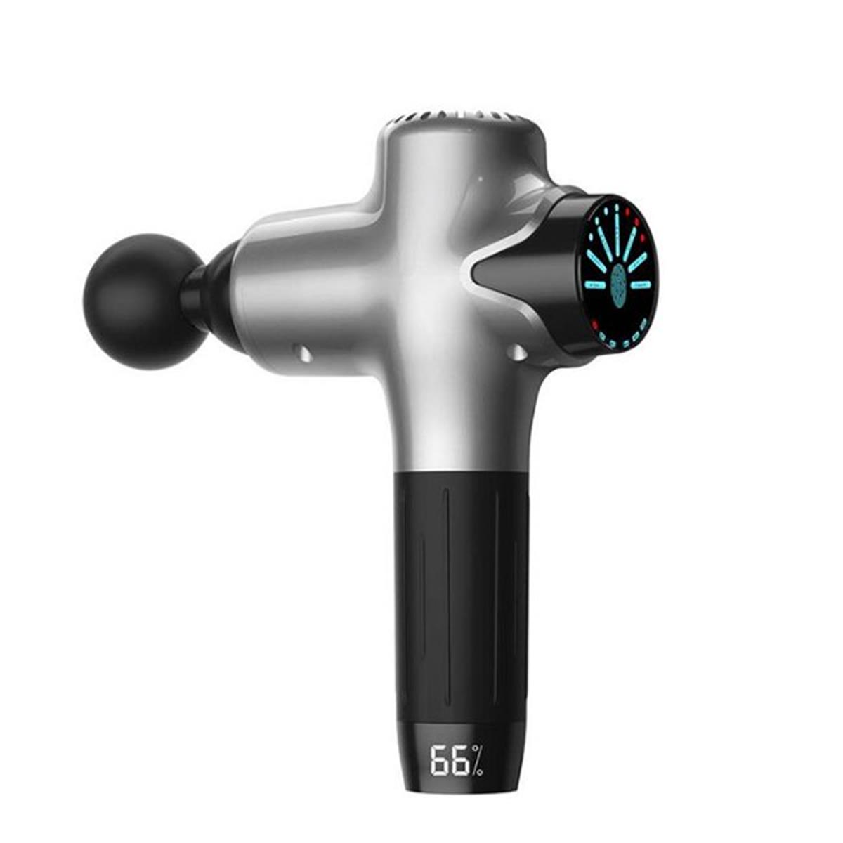 Massage gun met lcd-display en 8 massagekoppen – Zilver