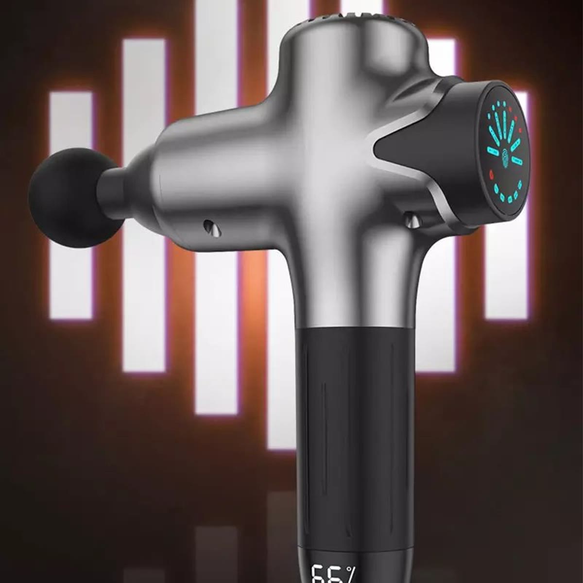 Massage gun met lcd-display en 8 massagekoppen – Zilver