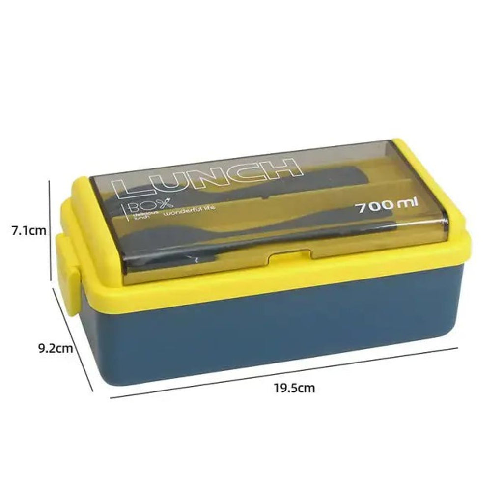 Maatschets van de bento box van 700 ml: 19,5 cm lang, 9,2 cm breed en 7,1 cm hoog