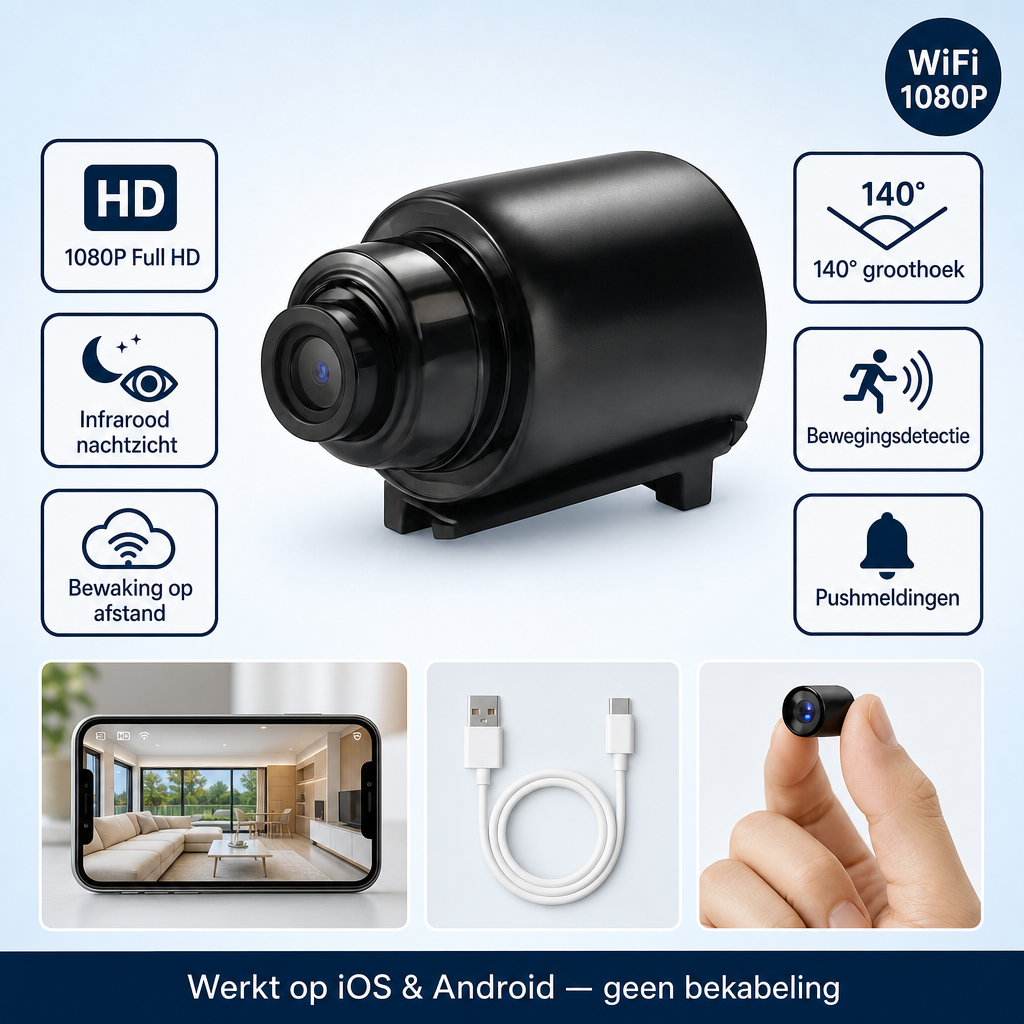 Mini WiFi Camera 1080P HD - Bewaak je huis discreet