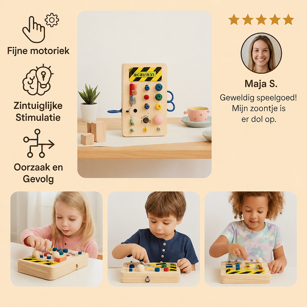 Montessori Sensorisch Houten Bord met Licht en Schakelaars