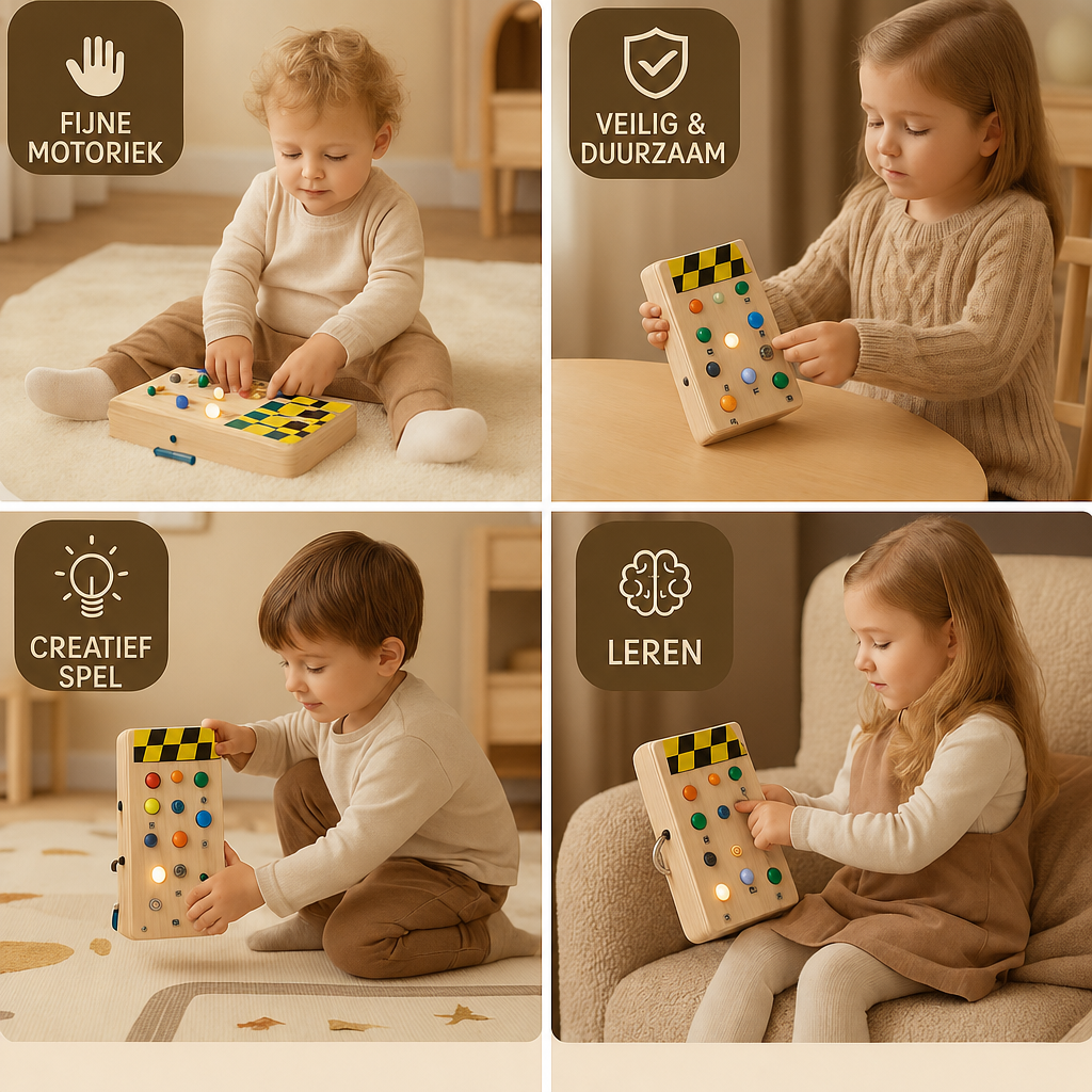 Montessori Sensorisch Houten Bord met Licht en Schakelaars