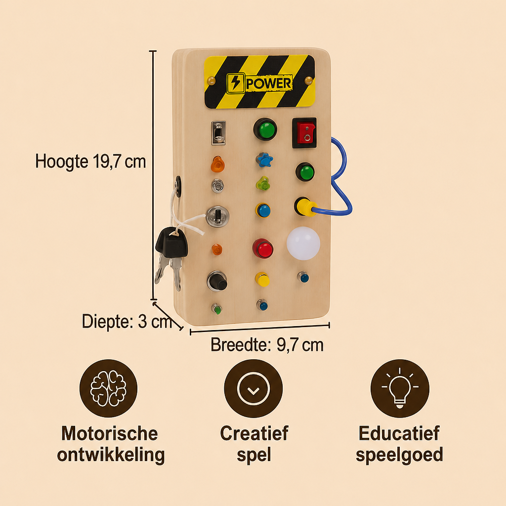 Montessori Sensorisch Houten Bord met Licht en Schakelaars