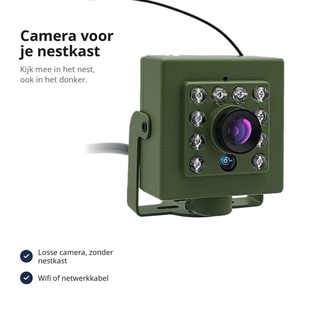 Nestkastcamera met wifi-antenne en infraroodleds, losse camera zonder nestkast