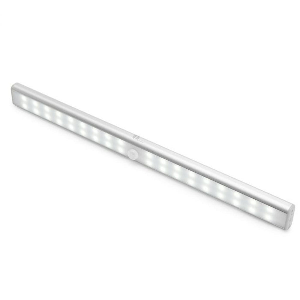 De ledstrip van voren gezien met de leds aan op een witte ondergrond