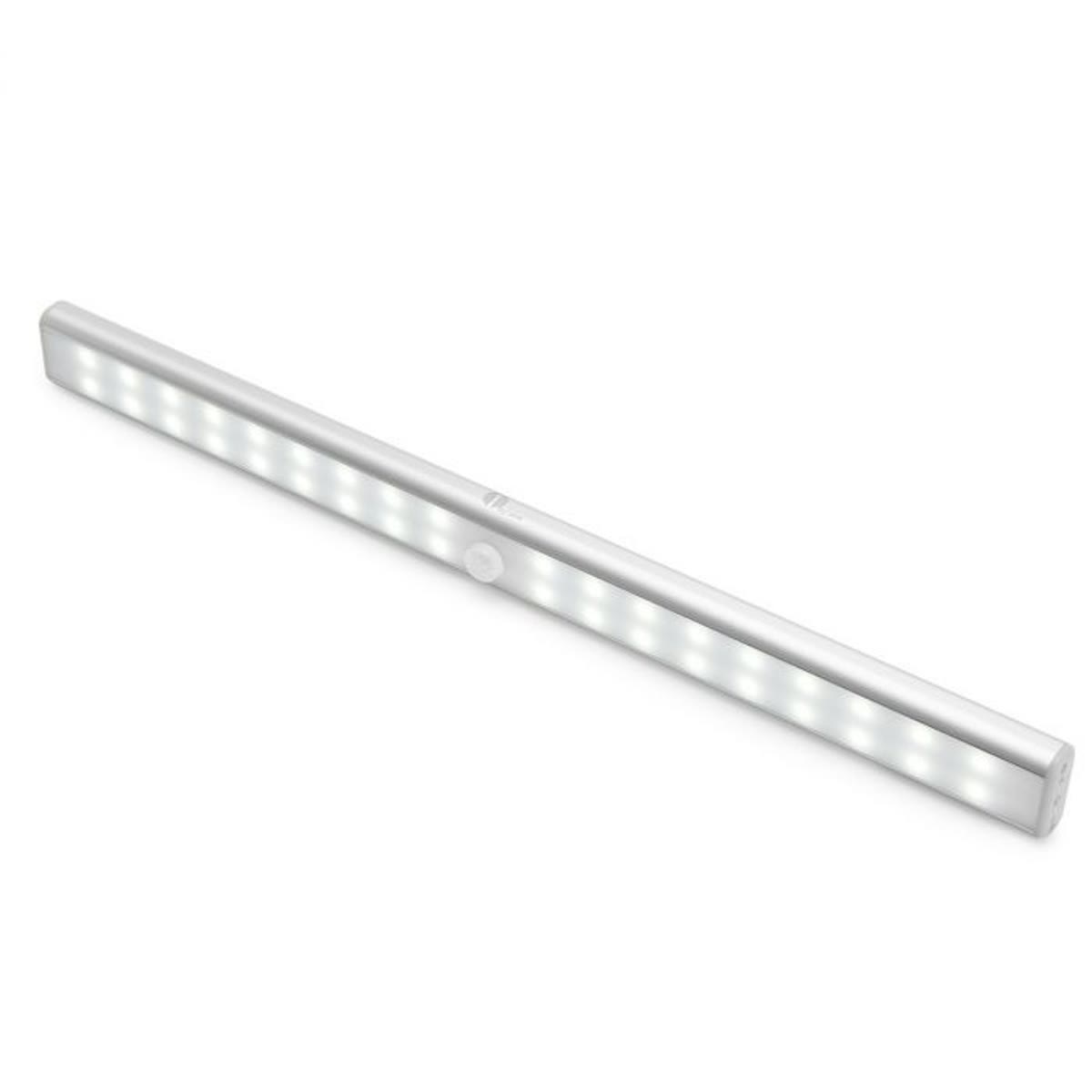 De ledstrip van voren gezien met de leds aan op een witte ondergrond