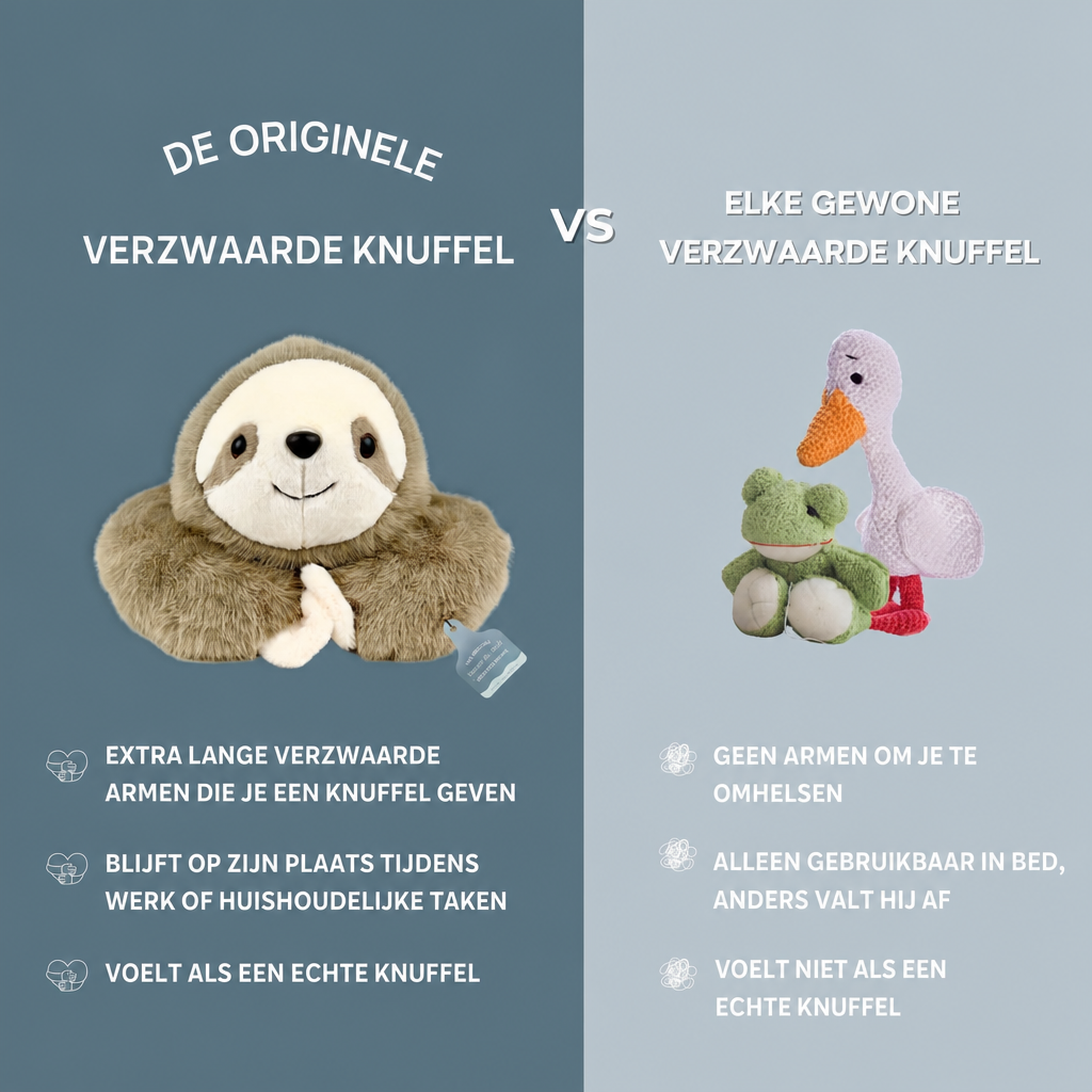 Verzwaarde knuffel – luiaard die je terugknuffelt
