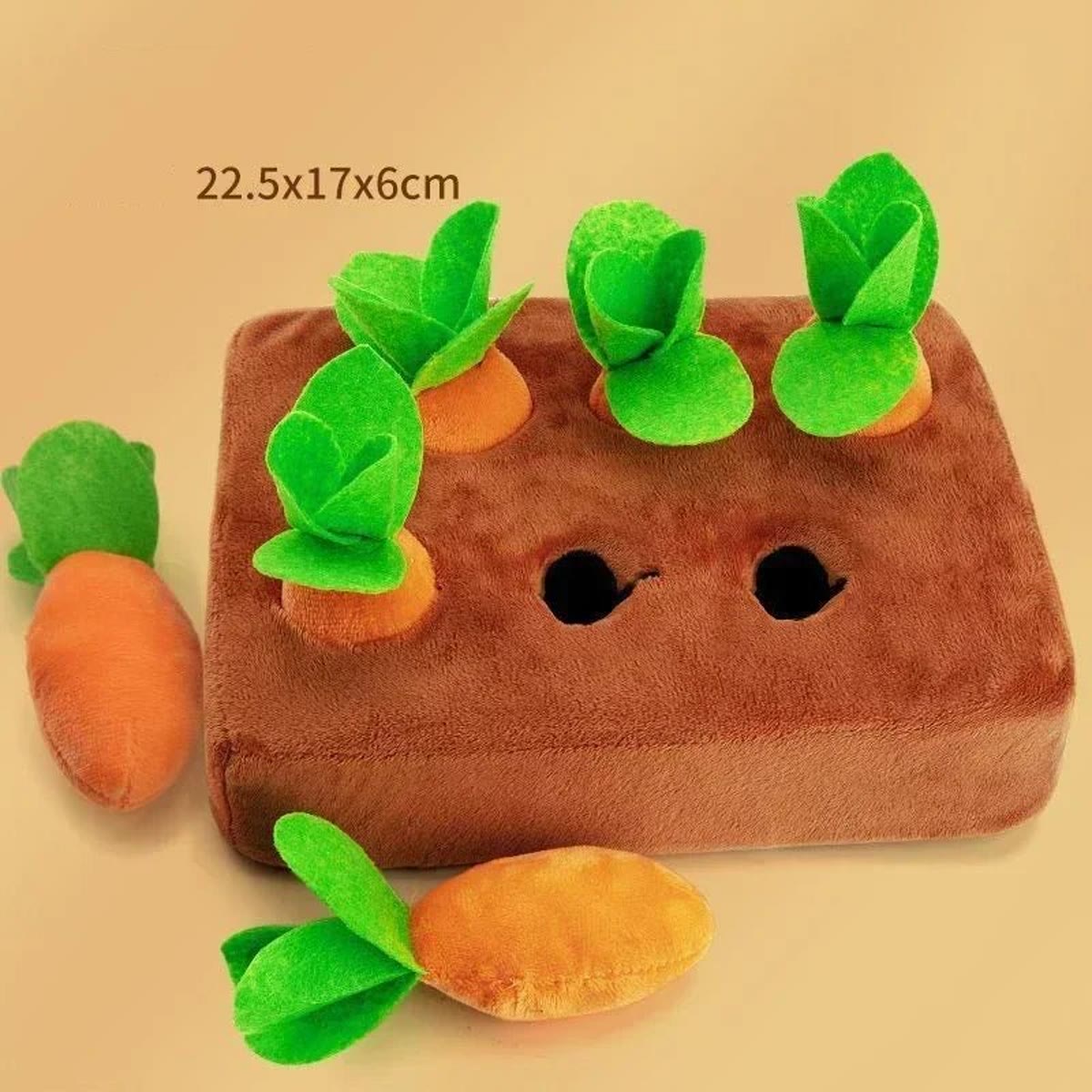 De snuffelmat met zes wortels, gemeten op 22,5 × 17 × 6 cm