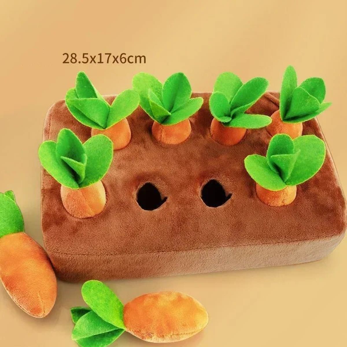 De snuffelmat met acht wortels, gemeten op 28,5 × 17 × 6 cm