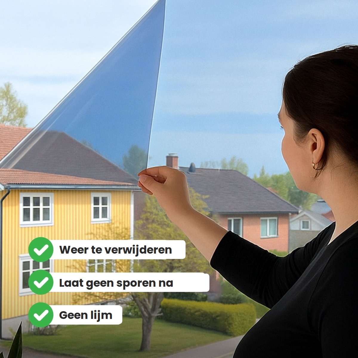 Statische raamfolie wordt zonder lijm aangebracht, kan weer verwijderd worden en laat geen sporen na